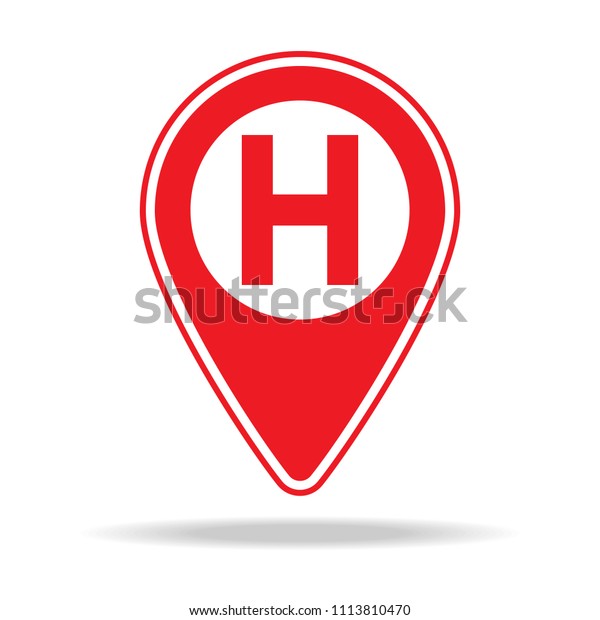 hospital map pin\
icon. Element of warning navigation pin icon for mobile concept and\
web apps. Detailed hospital map pin icon can be used for web and\
mobile on white\
background