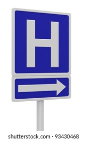 Hospital road sign on a white background.