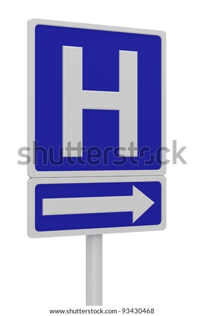 Hospital Road Sign On White Background Stock Illustration 93430468