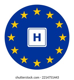 Hospital Sign On A EU Flag, Illustration Flat Style