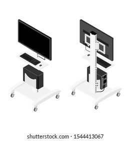 Hospital Vital Signs Monitor For Patient Isometric View Isolated On White Background