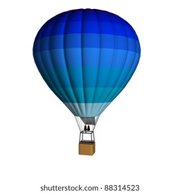 Hot Air Balloon. Blue Colors. 3d Render