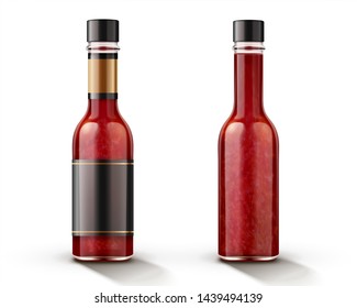 Hot Chili Sauce Bottle Mockup With Blank Label In 3d Illustration