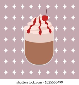 Hot Chocolate Cherry Illustration Con Panna 