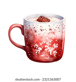 Hot Chocolate Christmas watercolor Illustration – Indulge in the Warmth and Festive Flavors - Powered by Shutterstock