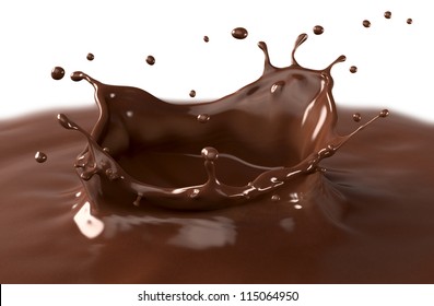 Hot Chocolate Splash, Isolated On White Background.