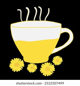 Hot Chrysanthemum Tea Hand Drawing - Black Background - Powered by Shutterstock