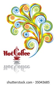 Hot coffee in abstract collage. Format A4. See this illustration in vector in my portfolio.
