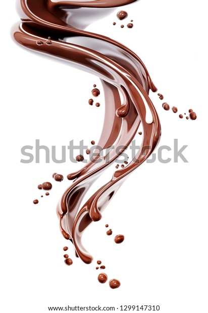白い背景に熱い暗いチョコレートダイナミックスプラッシュ 液体スプラッシュ 3d食べ物イラスト のイラスト素材