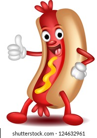Hot Dog Cartoon Thumbs Up