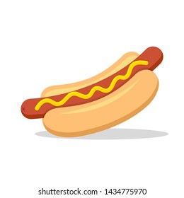 Hot Dog Isolated Flat Illustration Fast Stock Illustration 1434775970