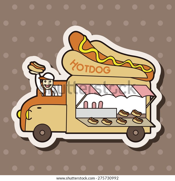 hot dog shop car ,\
cartoon sticker icon