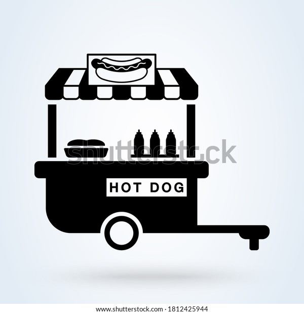 Hot dog street shop icon. Cartoon of hot\
dog street shop icon for web design isolated on white background.\
Simple modern icon design\
illustration.