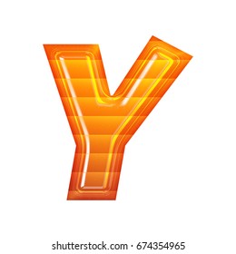 52 Hot orange glass uppercase or capital letter in a 3d illustration ...