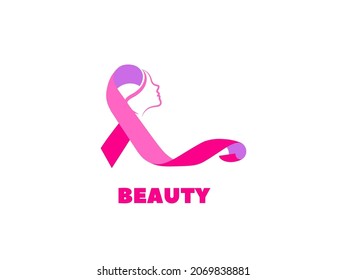 Hot Pink Femape And Ribbon Icon Breast Cancer Awareness Survivor Logo