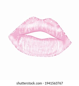 Hot Pink Lips Illustrate Kiss