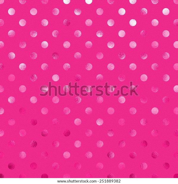 Hot Pink Metallic Foil Polka Dot Pattern Swiss\
Dots Texture Paper Color\
Background