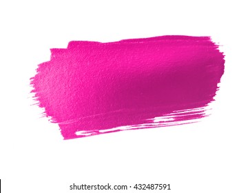 Hot Pink Paint Smear Stroke Stain On White Background