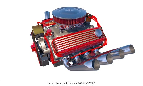 Hot Rod Engine Isolated 3d Render Stock Illustration 695851237 ...