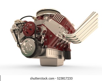 Hot rod V8 Engine 3D render