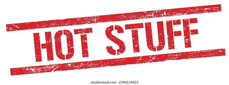 HOT STUFF text on red grungy rectangle stamp sign.