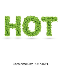 Hot text of green leaves