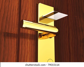 Hotel Card Lock And Keycard , 3d Illustration