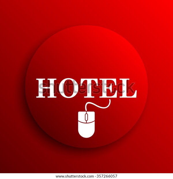 Hotel icon.\
Internet button on white\
background.\
