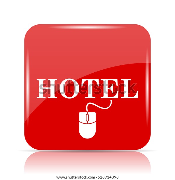 Hotel\
icon. Hotel website button on white\
background.\
