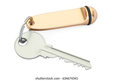 Hotel Key, 3D Rendering Isolated On White Background