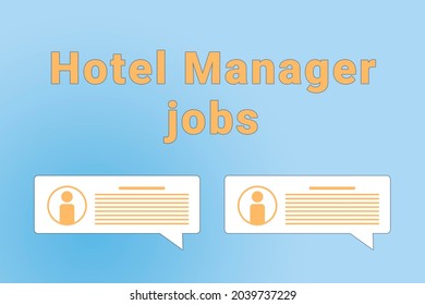 Hotel Manager Jobs. Hotel Manager Text On Blue Background. Job Or Employee Search Concept. Recruiting Employees To Company. Wallpaper With Text Hotel Manager Jobs