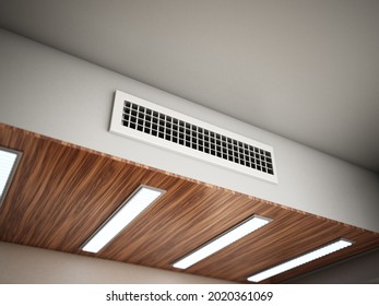 Hotel Room Air Ventilation Grill On The Wall. 3D Illustration.