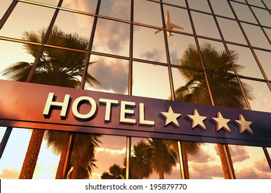 hotel sign with stars, 3d illustration