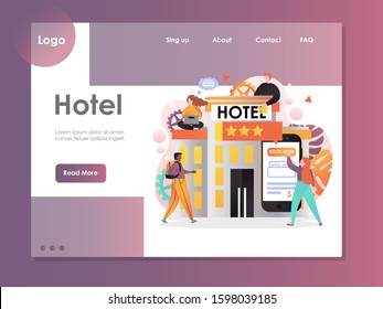 Hotel Website Template, Web Page And Landing Page Design For Website And Mobile Site Development. Hotel Booking Mobile Application Concept.