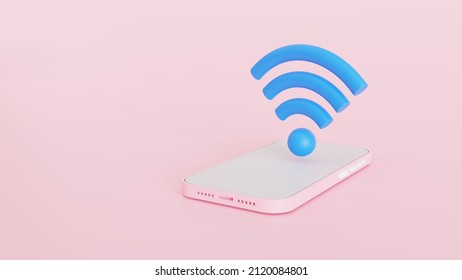 Hotspot Signal Release Concept.  Wifi With Smartphone. 3D Render Illustration