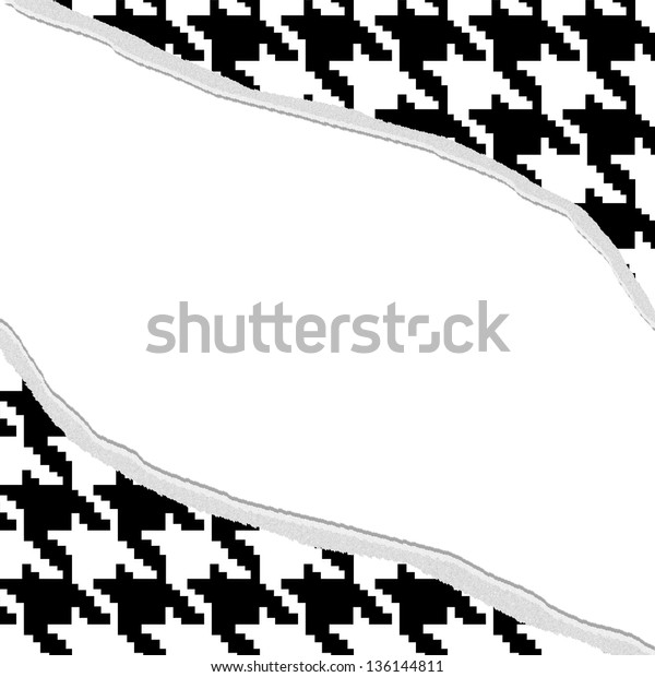 Houndstooth Torn Background for your message or\
invitation with copy-space in\
middle