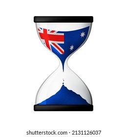 Hourglass In Colors Of National Flag. Concept Clip Art On White Background. Australia