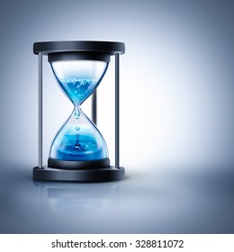 hourglass with dripping water on a light background