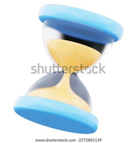 Hourglass dynamic countdown timer with sand 3d render icon illustration. Concept of measuring time flowing sand illustration image