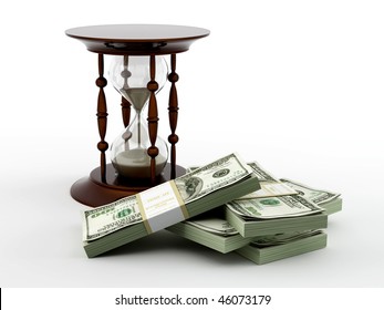 Hourglass And Money. 3d