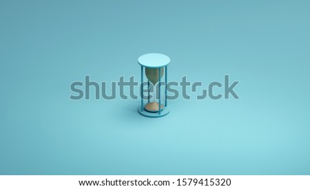 Hourglass, Sand timer clock on blue background, 3D Illustration