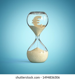 Hourglass, Sandglass, Sand Timer, Sand Clock With Euro Sign Sh 3d Rendering