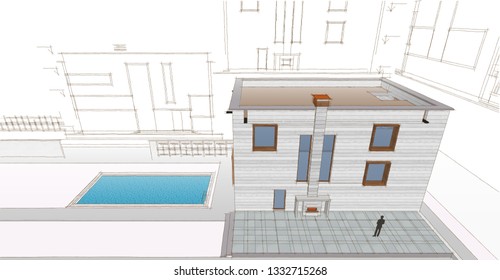 Project Residential House 3d Image Stock Illustration 99958235 ...