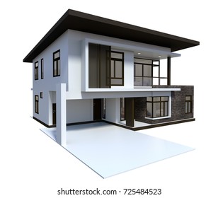 House 3d Modern Luxury Rendering On Stock Illustration 725484523