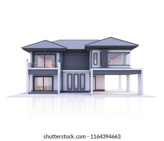 House 3d White Isolate Front View