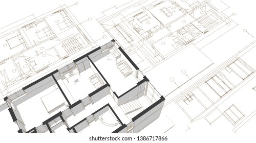 house plan drawing 3d
