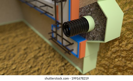 House Basement Drain System, Cg Industrial 3D Illustration