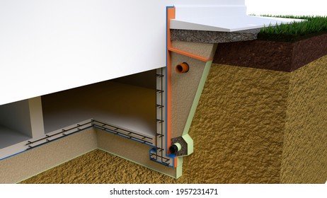 House Basement Drain Tube. Industrial 3D Rendering