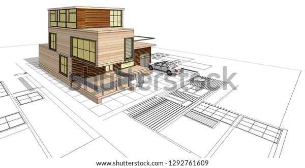 house building, 3d\
illustration