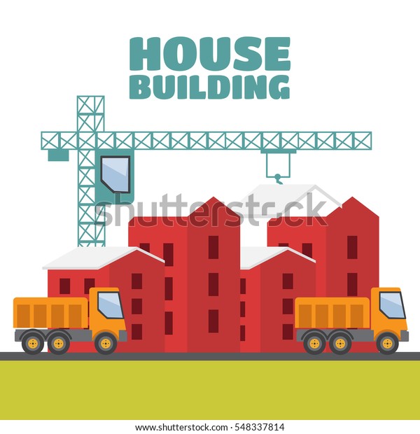 House building\
construction in flat style\

